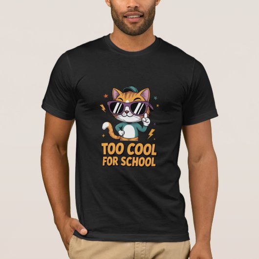Too Cool for School Cat Tシャツ (正面)