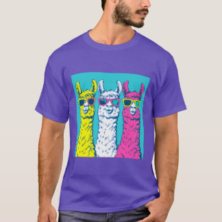 Too cool for school Llama retro screen print Tシャツ