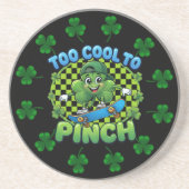 Too Cool to Pinch Skateboard Shamrock St. Patricks コースター (正面)
