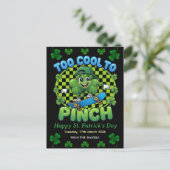 Too Cool to Pinch Skateboard Shamrock St. Patricks シーズンポストカード (スタンド正面)