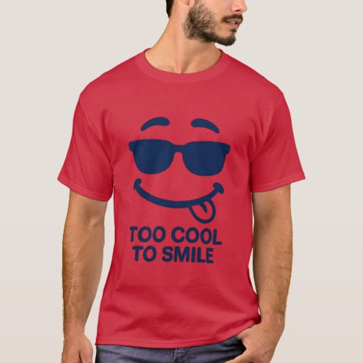 Too Cool to Smile – Funny Minimal Face Tシャツ (正面)