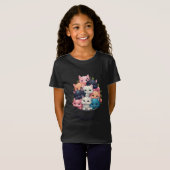 Too Cute Kittens – Colorful Fluffy Cat Art Girls Tシャツ (正面フル)