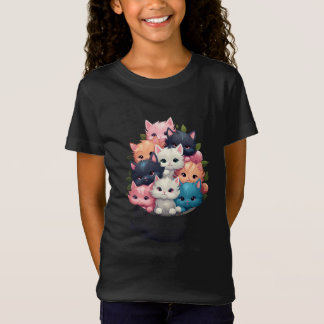 Too Cute Kittens – Colorful Fluffy Cat Art Girls Tシャツ