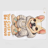 Too Cute to Be Serious – Funny French Bulldog  ゴルフタオル (横)