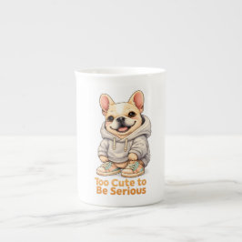 Too Cute to Be Serious – Funny French Bulldog  ボーンチャイナマグカップ