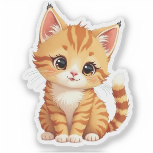 Too Cute to Be Serious – Funny Kitty Sticker シール (正面)