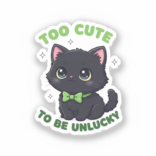 Too Cute To Be Unlucky Black Cat St Patrick  シール (正面)