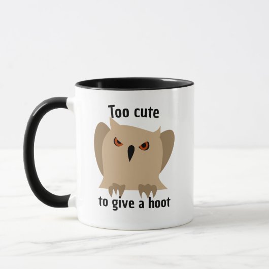 Too Cute To Care Owl Mug - Funny Coffee Cup マグカップ (左)