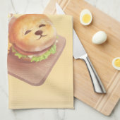 Too Cute to Eat: Smiling Bichon Burger Art キッチンタオル (四つ折り)