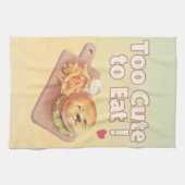 Too Cute to Eat: Smiling Bichon Burger Art キッチンタオル (横)