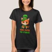Too Cute to Pinch St Patricks Day Cat Gnome Leprec Tシャツ (正面)