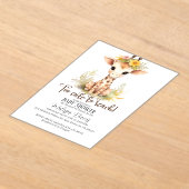 Too Cute to Reach Giraffe Baby Shower Invitation アクリル招待状 (レイダウン)