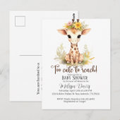 Too Cute to Reach Giraffe Baby Shower Invitation ポストカード (正面/裏面)