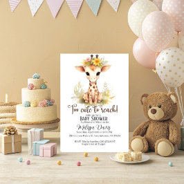 Too Cute to Reach Giraffe Baby Shower Invitation 招待状