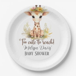 Too Cute to Reach Giraffe Baby Shower Paper Plates ペーパープレート