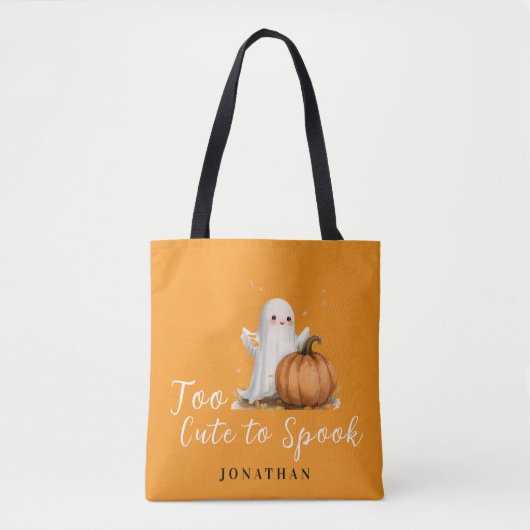 Too Cute to Spook オレンジ トートバッグ (正面)
