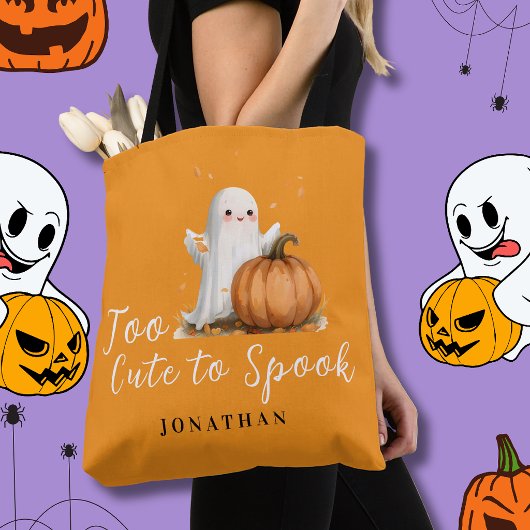Too Cute to Spook オレンジ トートバッグ
