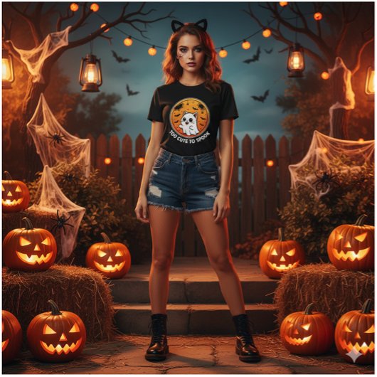 Too Cute To Spook – Adorable Ghost Cat Halloween  Tシャツ