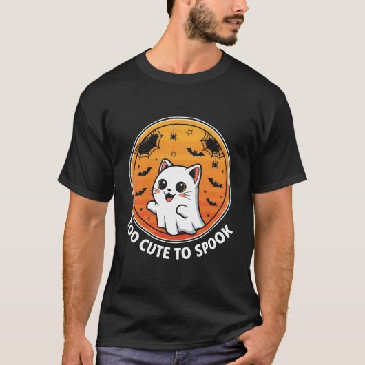 Too Cute To Spook – Adorable Ghost Cat Halloween  Tシャツ (正面)