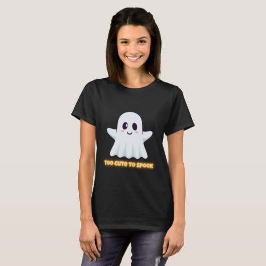 Too Cute To Spook – Adorable Kawaii Ghost Hallowee Tシャツ (正面フル)