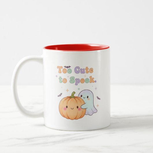 Too Cute to Spook Mug – Halloween Coffee Cup ツートーンマグカップ (左)