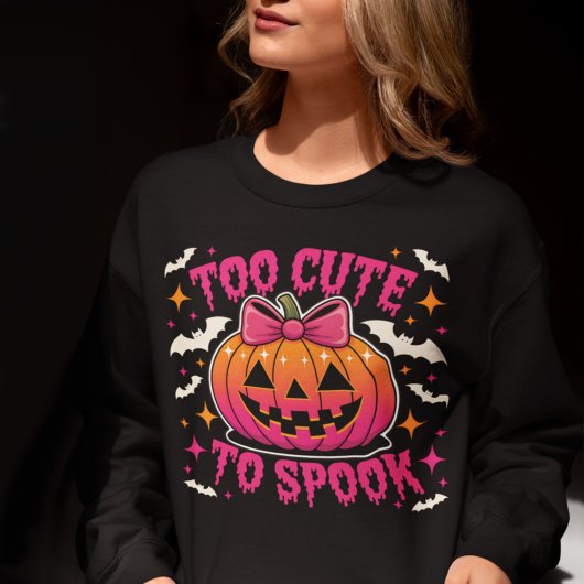 Too Cute to Spook Pink Coquette Halloween Pumpkin スウェットシャツ