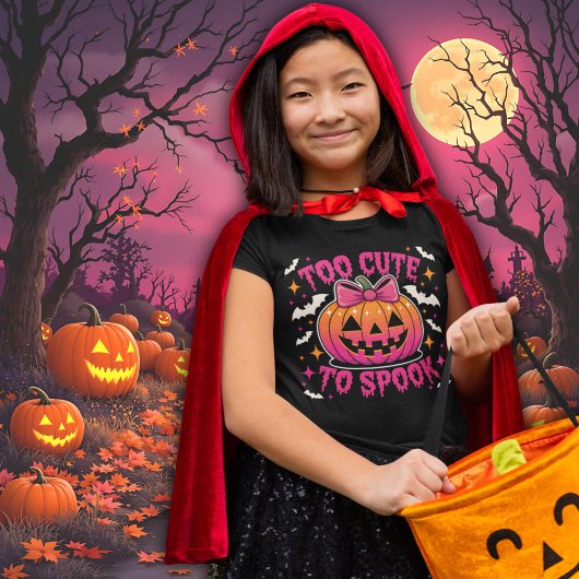 Too Cute to Spook Pink Coquette Halloween Pumpkin Tシャツ