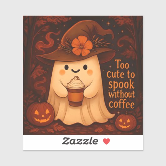 Too Cute to Spook Without Coffee – Halloween Ghost シール (シート)