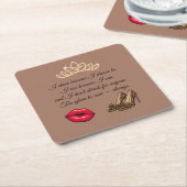 Too Glam To Care – Chic Quote スクエアペーパーコースター (アングル)