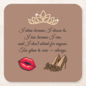 Too Glam To Care – Chic Quote スクエアペーパーコースター (正面)