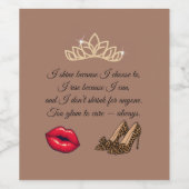 Too Glam To Care – Chic Quote ワインラベル (シングルラベル)