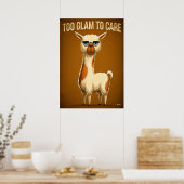Too Glam to Care – Funny Llama Cartoon Character ポスター (キッチン)