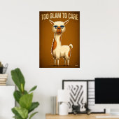 Too Glam to Care – Funny Llama Cartoon Character ポスター (ホームオフィス)