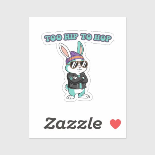 Too Hip To Hop Funny Cool Bunny With Sunglasses  シール (シート)