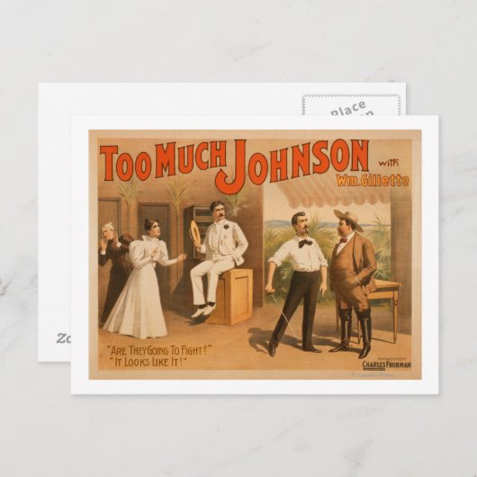 "Too Johnson" - Two Men Fighting Theater ポストカード (正面/裏面)