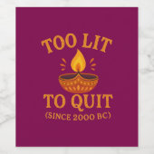 too lit to quit diwali party ワインラベル (シングルラベル)