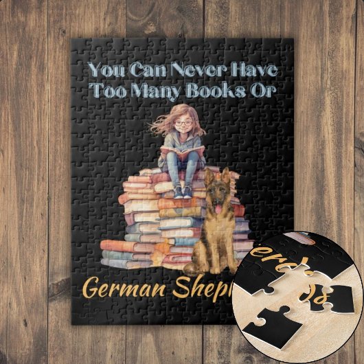 Too Many Books German Shepherd ジグソーパズル