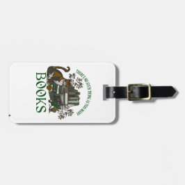 Too Many Books Green Floral Academia Luggage Tag ラゲッジタグ