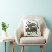 Too Many Books Green Floral Academia Throw Pillow クッション (椅子)