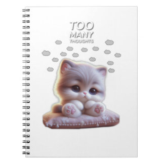 Too Many Thoughts Cat Notebook – Cute Overthinking ノートブック