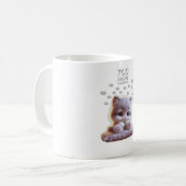 Too Many Thoughts Cute Cat Mug – Sleepy Cat コーヒーマグカップ (正面左)