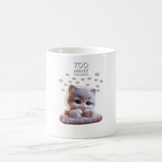 Too Many Thoughts Cute Cat Mug – Sleepy Cat コーヒーマグカップ