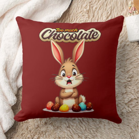 Too Much Chocolate – Funny Easter Bunny - almofada クッション (ブランケット)