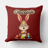 Too Much Chocolate – Funny Easter Bunny - almofada クッション (正面)