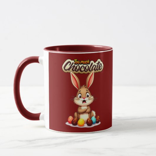 Too Much Chocolate – Funny Easter Bunny - caneca マグカップ (左)