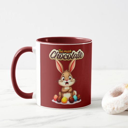 Too Much Chocolate – Funny Easter Bunny - caneca マグカップ (ドーナツ)