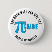 TOO MUCH MATH PI-GRAINE Happy Pi Day 缶バッジ (正面)
