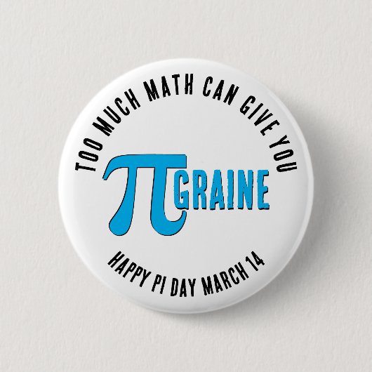 TOO MUCH MATH PI-GRAINE Happy Pi Day 缶バッジ (正面)