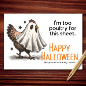 Too Poultry for This Sheet Funny Chicken Halloween カード