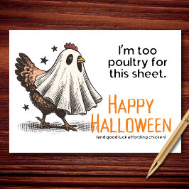 Too Poultry for This Sheet Funny Chicken Halloween カード